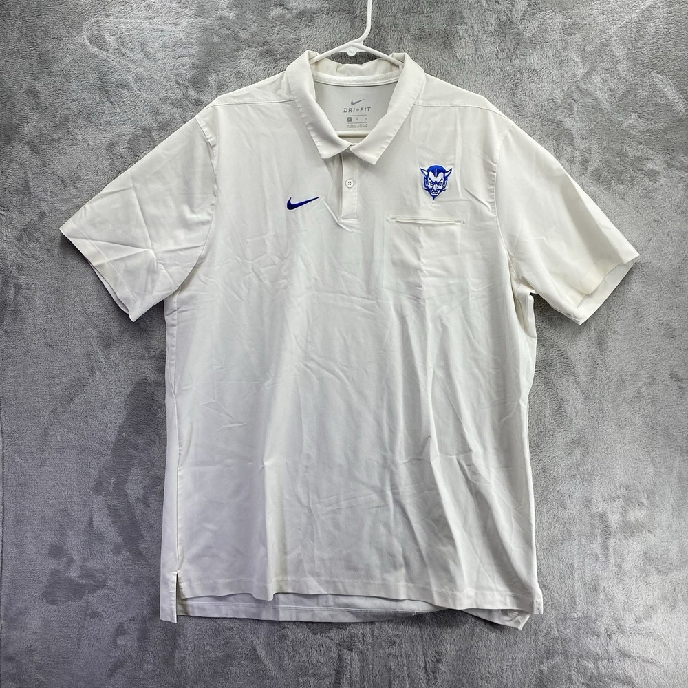 Nike Dri Fit Polo Golf Shirt Mens Size XL Duke University Embroidered Logo White